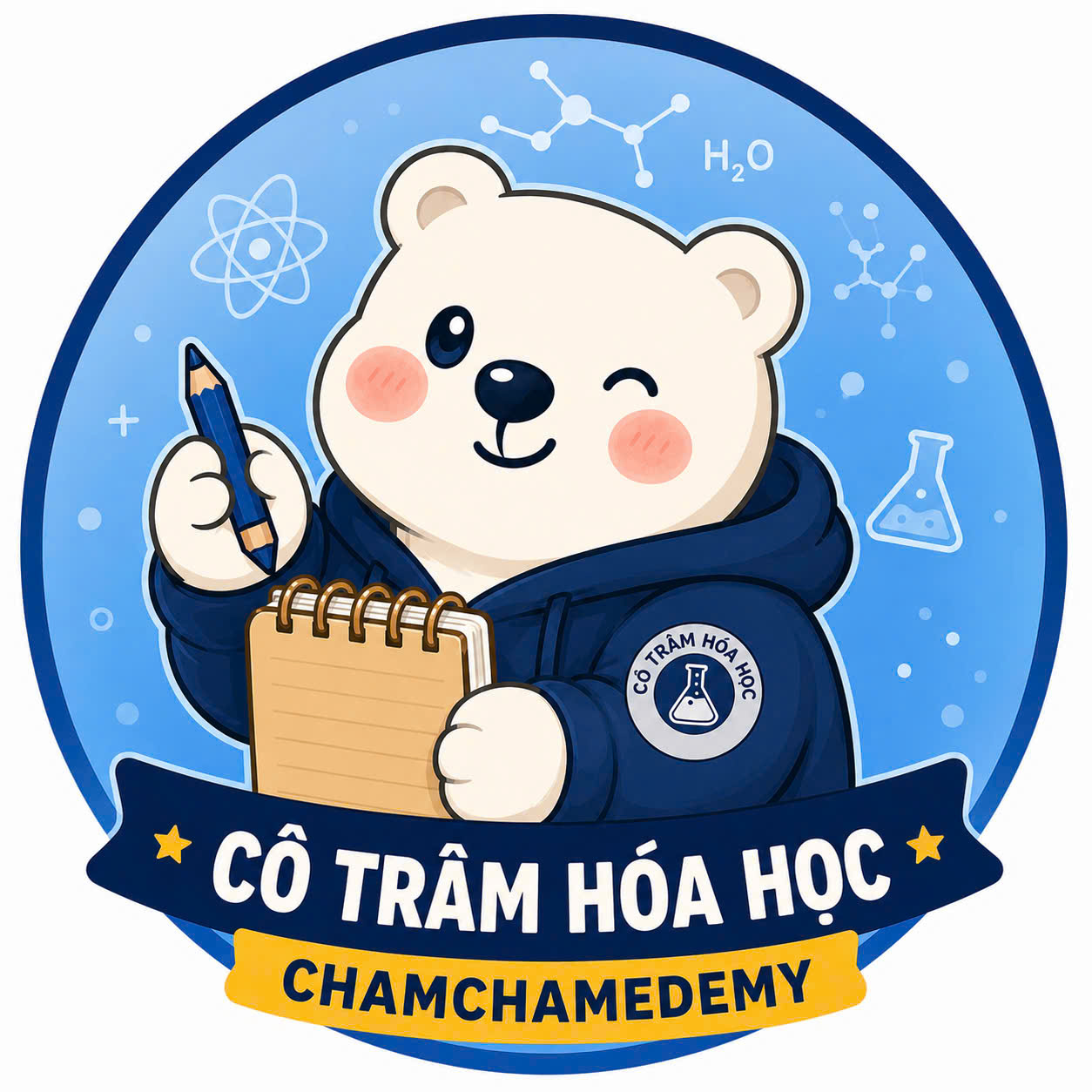Mascot gấu Cô Trâm Hóa Học của ChamChamEdemy